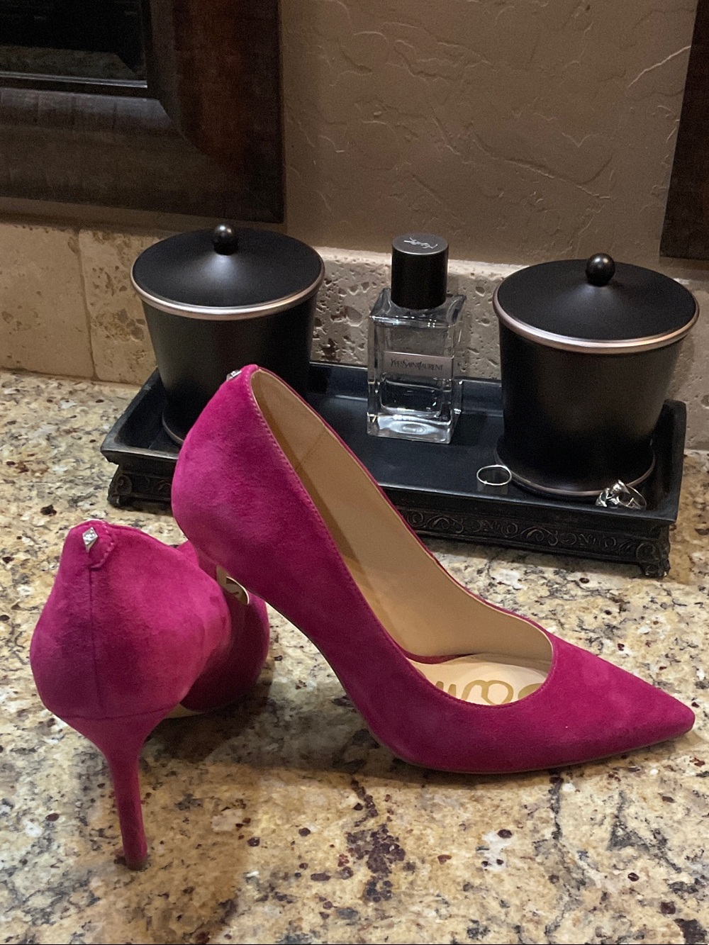 Sam Edelman Magenta Suede Pointed-Toe Pumps - Picture 2 of 2